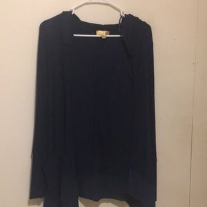 Vera Wang hooded cardigan w/pockets and mesh hem